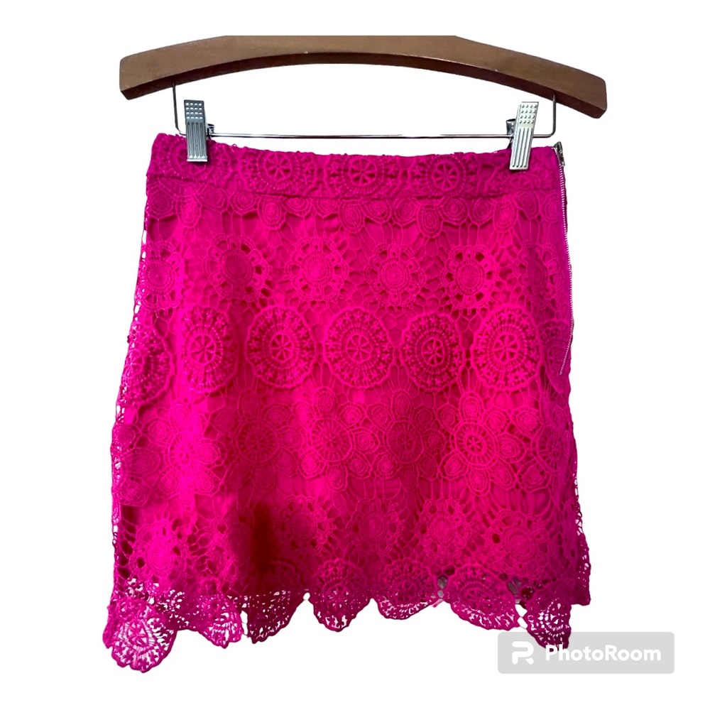 Vine & Love Women's Pink/Fuchsia Lace Skirt